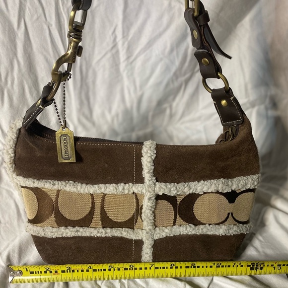 Y2K Coach Suede Shearling Handbag - Picture 6 of 8